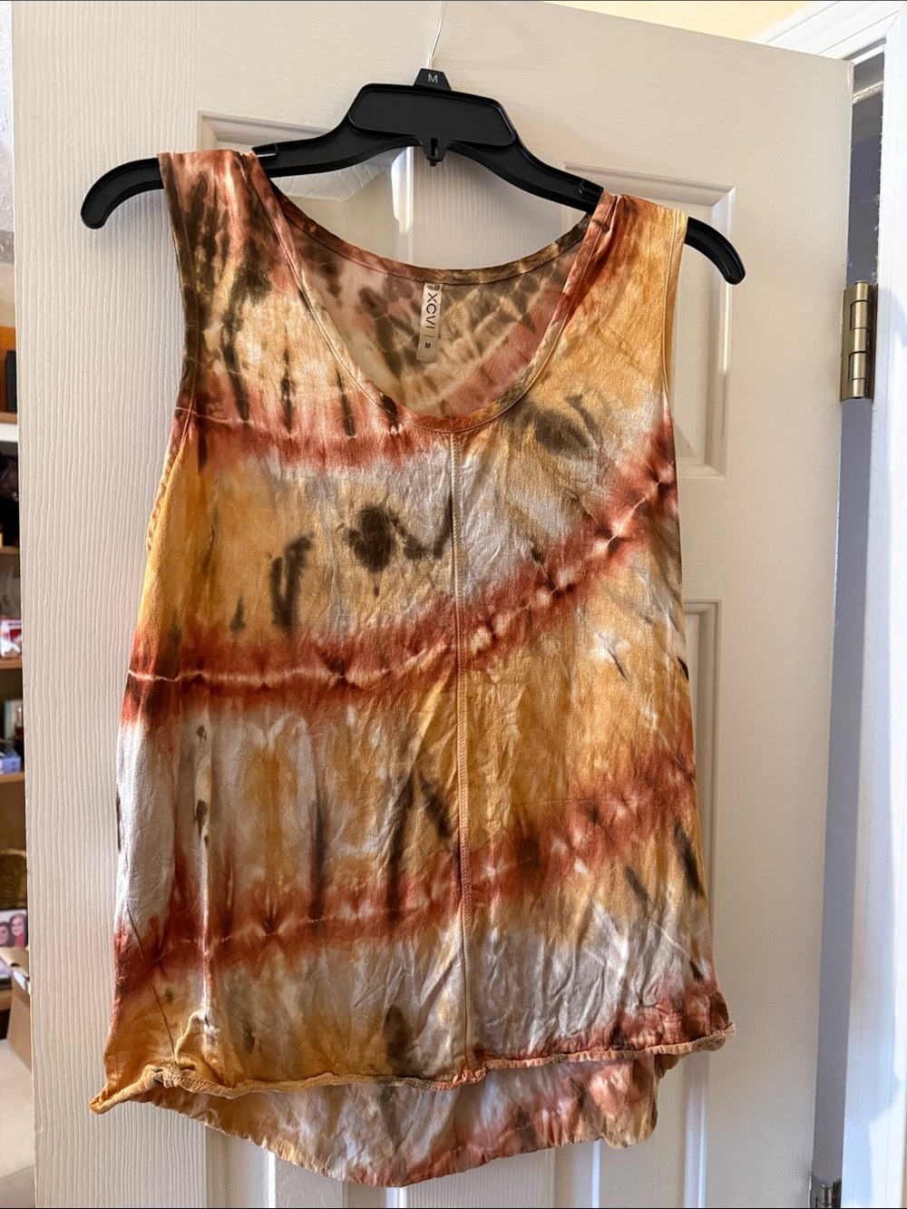 XCVI Tie-Dye Scoop Neck Tank in Rust, Gold & Cream